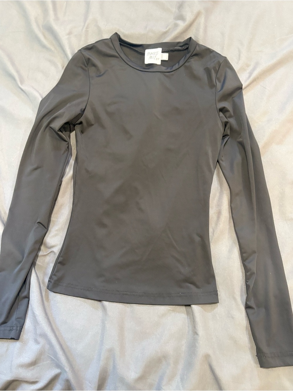 Princess Polly Long Sleeve Crewneck Top in Charcoal Gray
